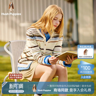 新款 2026春季 暇步士女装 撞色条纹气质开身线衣含羊毛 商场同款