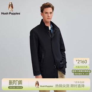 春季 暇步士男士 商务休闲薄风衣爽滑简约合体立领外套 平整耐穿