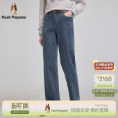 经典 冬季 暇步士女装 百搭弹力加绒直筒牛仔裤 复古水洗