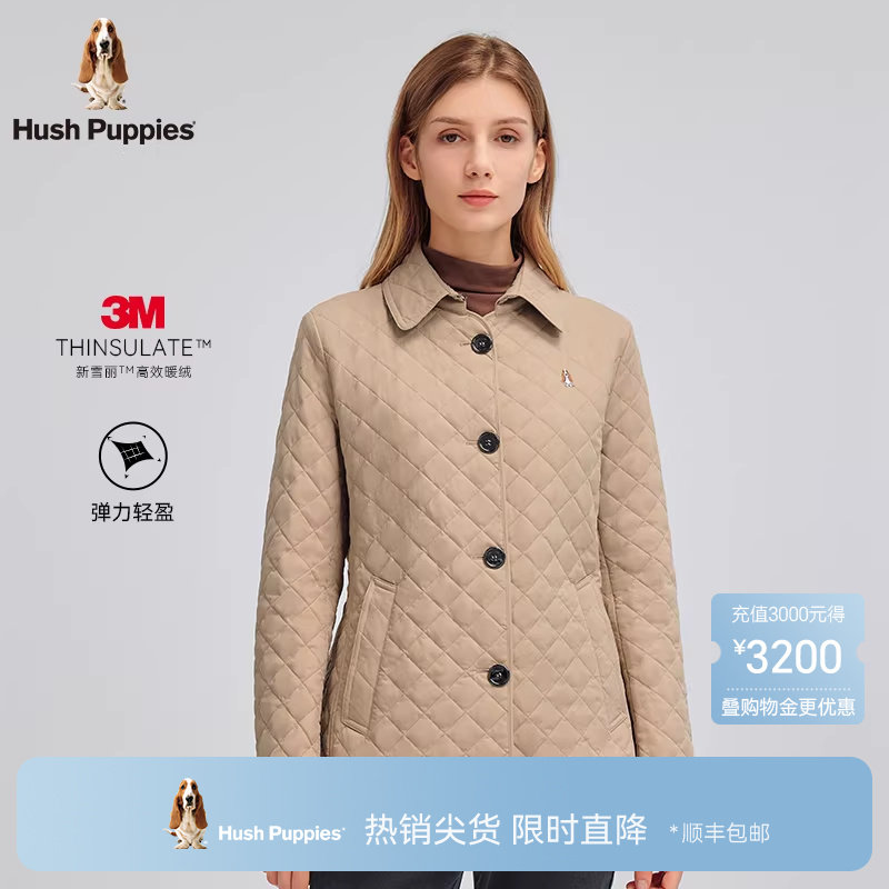 【3M高效暖绒】暇步士女装冬季雾面翻领棉衣休闲时尚菱格棉服外套