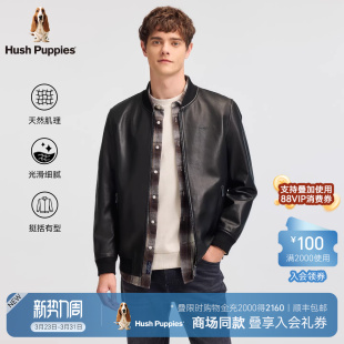 暇步士冬挺括有型棒球领绵羊皮革皮衣外套男 商场同款