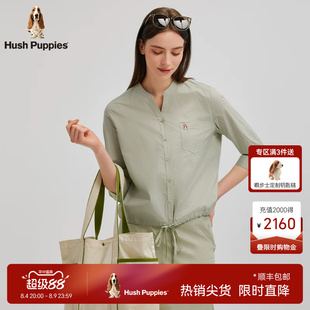 【全棉府绸】暇步士女装秋季轻薄透气简约气质抽绳长袖衬衫