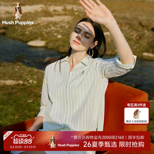 【条纹肌理布】暇步士女装2026年夏季轻薄透气V领松弛感条纹衬衫