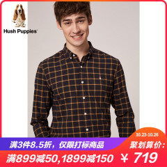 Hush Puppies暇步士2019秋季新款男装纯棉长袖格子衬衫|PA-29510D
