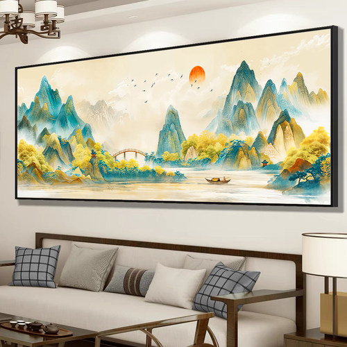 万里江山十字绣风景山水画客厅