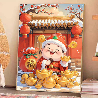 新品财神爷十字绣2025新款线绣客厅小件玄关喜庆新年简单新手手工