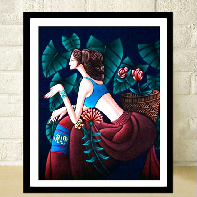 沉思十字绣小幅卧室小件满绣手工