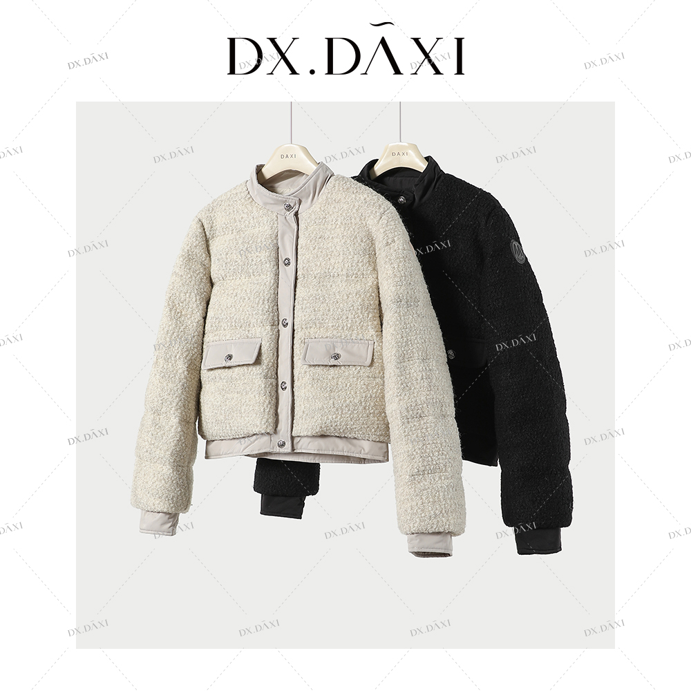 DX.DAXI【安妮日记】重工立领短款羽绒服冬季新款90白鸭绒