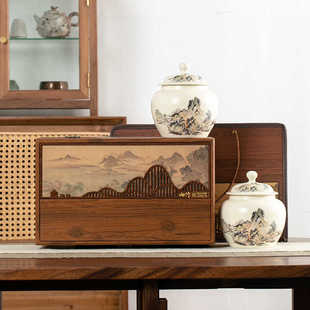 复古礼盒茶叶陶瓷罐黑枸杞铁皮石斛花一斤装陈皮昆仑雪菊通用空盒