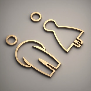 洗手间门牌卫生间指示牌公厕标识牌亚克力立体男女V创意个性简约