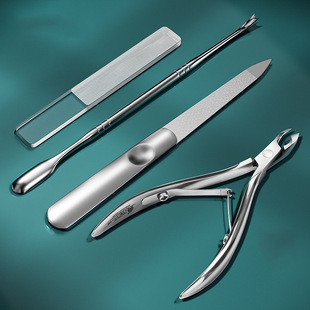 德系双头指甲钳不锈钢去倒刺指甲剪死皮修指甲工具套装指甲刀