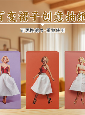 百变裙子创意抽纸材质厚纸盒
