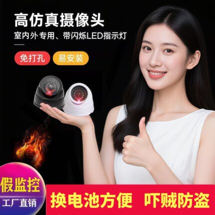 仿真半球假监控仿真海螺假摄像头LED灯光闪烁防盗摄像头以假乱真