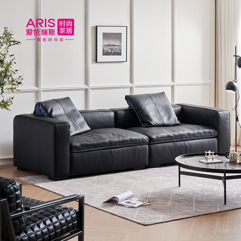 轻奢真皮沙发小户型羽绒沙发设计师全真皮沙发现代简约直排沙发14