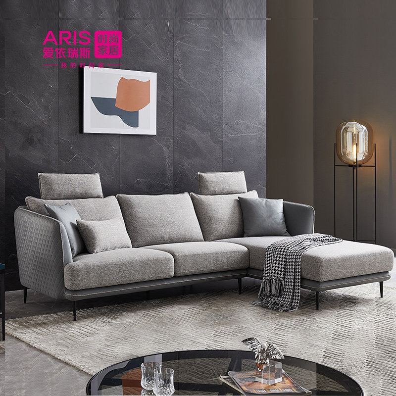 爱依瑞斯现代简约小户型布艺沙发客厅家具头枕可移动布沙发WFS-98