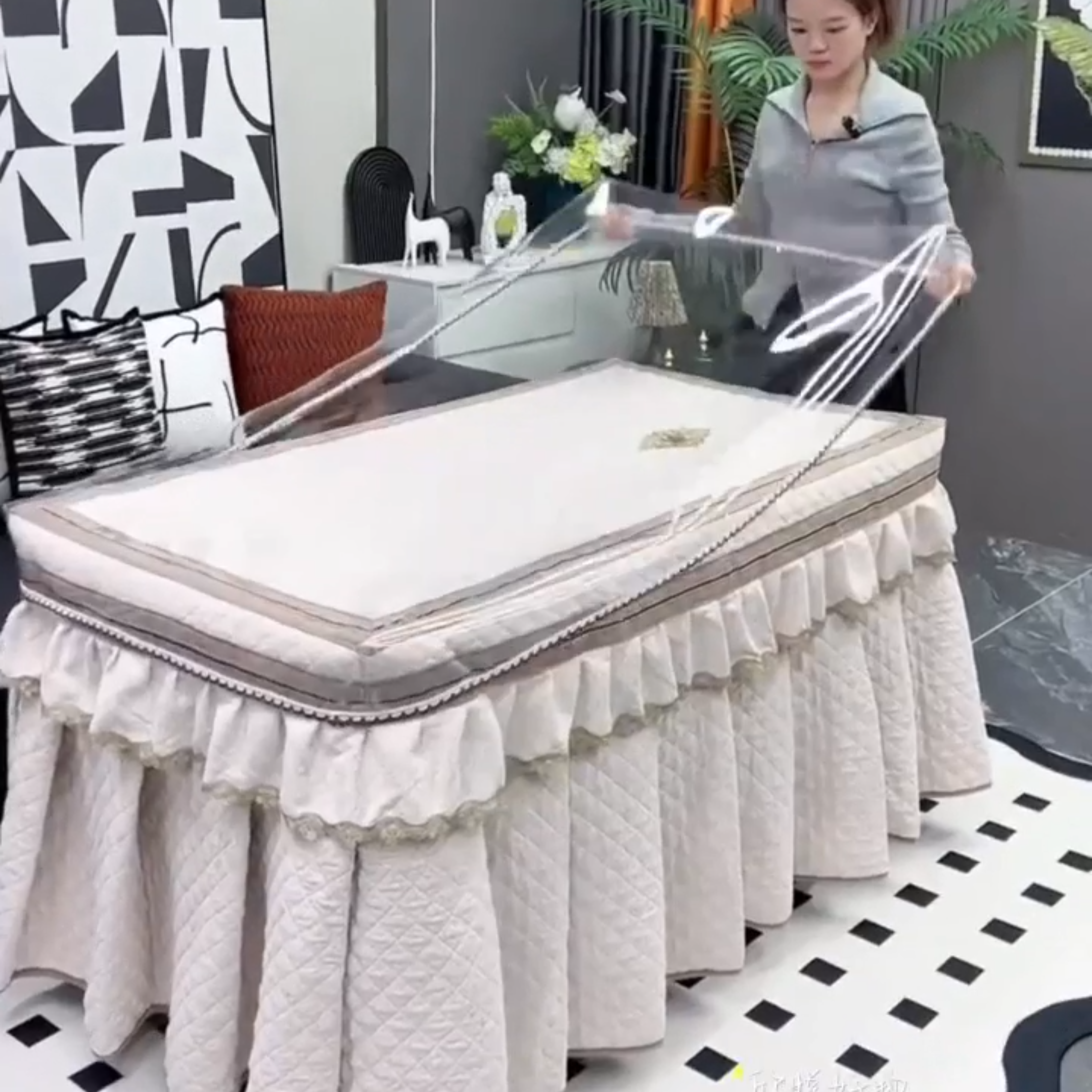 桌布防水防油免洗网红桌布冬季pvc烤火桌罩套耐高温无味包角下垂