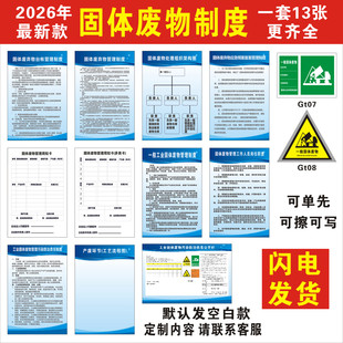 2026固体废弃物管理制度一般废物应急预案周知卡危废间标识牌定制