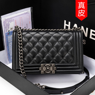 香港专柜真皮链条包包2025新款 女包单肩斜挎包 百搭菱格大容量正品