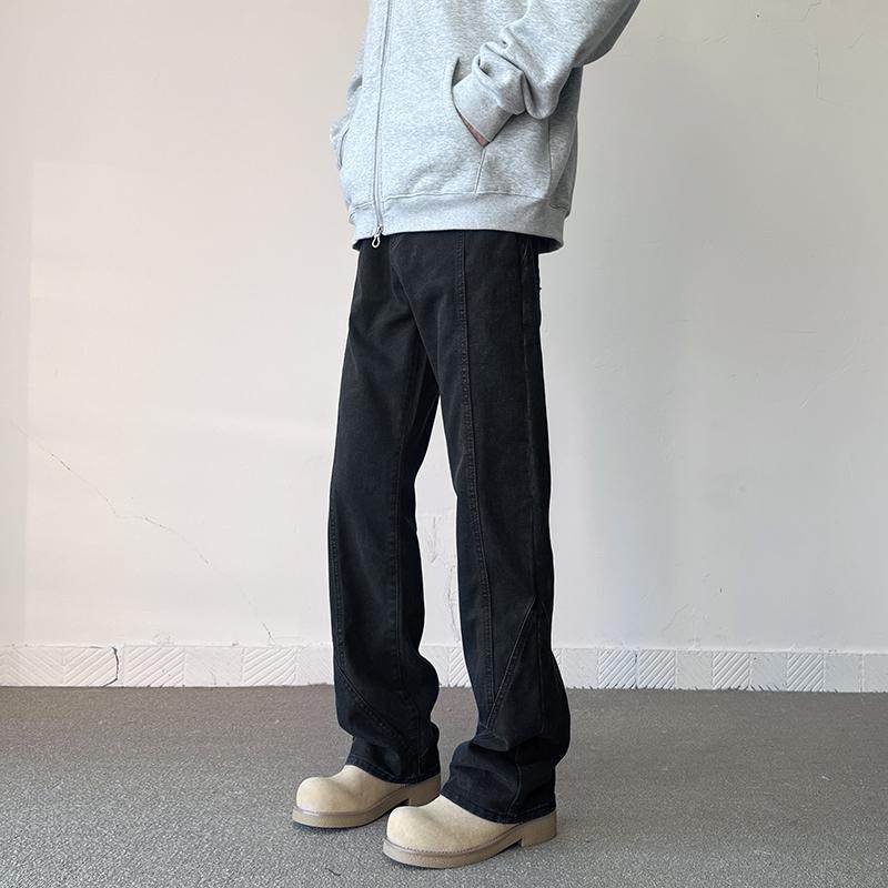 美式高街牛仔裤男黑色百搭宽松微喇长裤G98931-P65，男装牛仔裤，星座814-1（原电商B253-1）