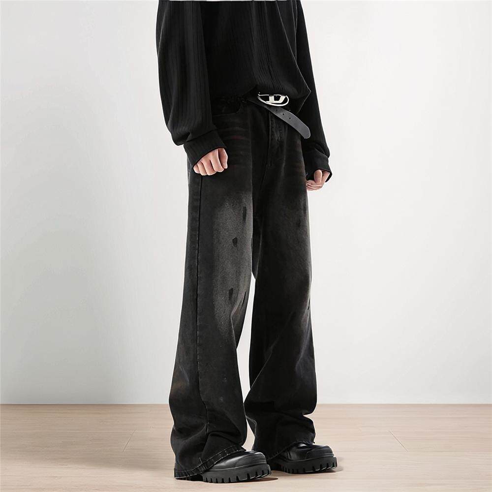 做旧慵懒松弛感牛仔裤男女美式高街vibe宽松阔腿裤G1222-P65，男装牛仔裤，星座814-1（原电商B253-1）