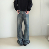 美式高街cleanfit水洗竹节纹理牛仔裤男女直筒微喇裤G5056-P70特，男装牛仔裤，星座814-1（原电商B253-1）