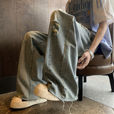 2025春夏美式高街水洗破洞弯刀牛仔裤男女宽松直筒长裤G9571-P65，男装牛仔裤，星座814-1（原电商B253-1）