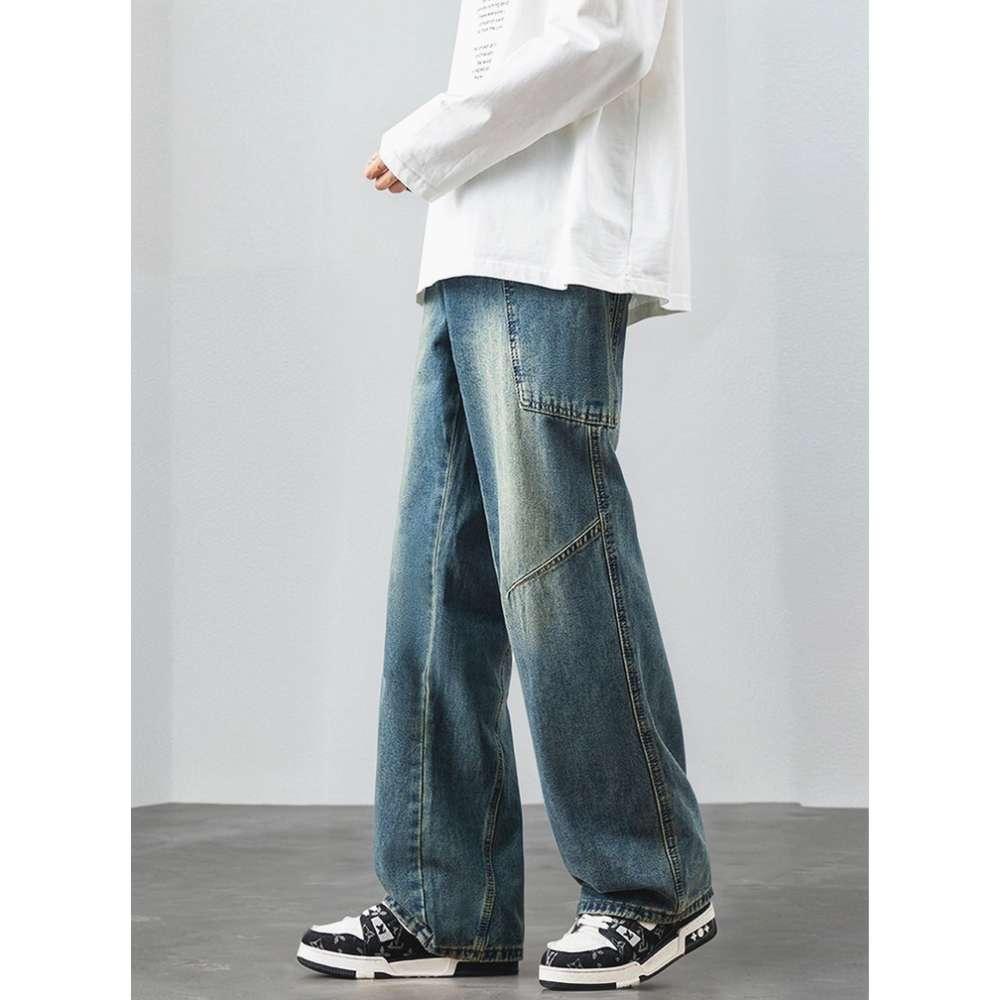 美式复古多口袋牛仔裤男宽松直筒复古怀旧cleanfit长裤G9058-P58,男装牛仔裤,星座814-1（原电商B253-1）