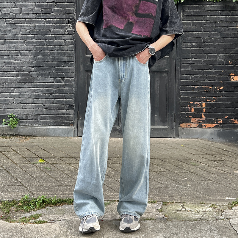 2025夏季薄款美式复古宽松直筒牛仔裤男高街水洗阔腿裤G9573-P58，男装牛仔裤，星座814-1（原电商B253-1）