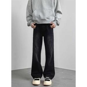 美式水洗做舊微喇牛仔褲男寬松復(fù)古cleanfit直筒長褲G3932-P55圖片
