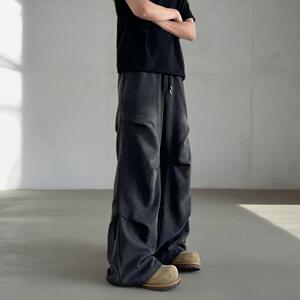 美式高街痞帅水洗褶皱运动休闲裤男女宽松直筒休闲长裤G5812-P68图片