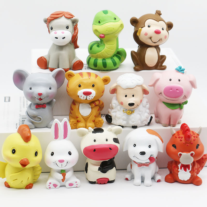 十二生肖树脂动物可爱风家具摆件