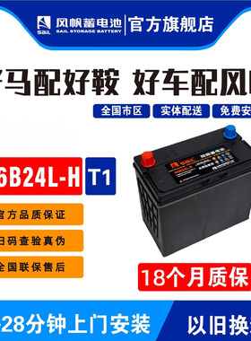 风帆长寿命46B24L-H-T1适配骐达蓝鸟轩逸逍客阳光骊威电瓶细头