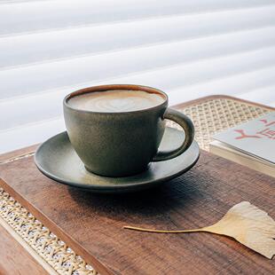 半宅中古风咖啡杯碟套装窑变釉复古下午茶水杯咖啡馆拿铁拉花杯子