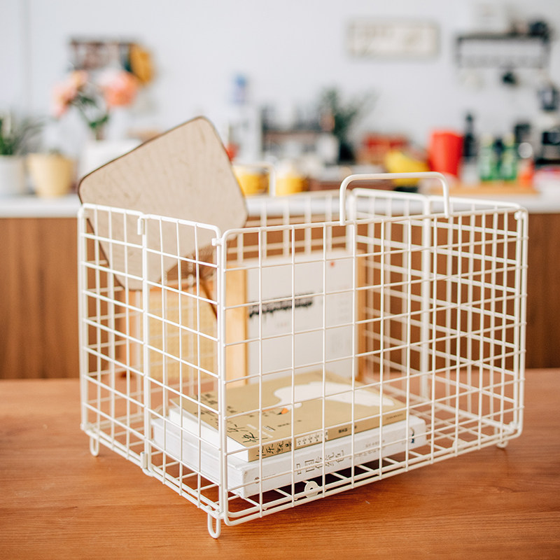 半宅可折叠铁艺收纳篮置物架零食杂物茶具书籍大号桌面整理储物筐,收纳整理,桌面收纳盒,淘宝优惠券,粉丝福利购,淘宝优惠卷