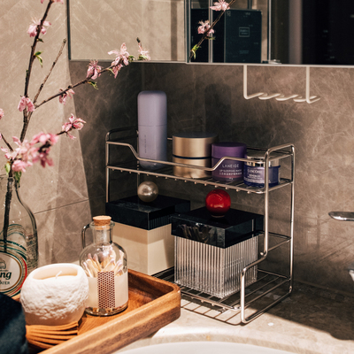 半宅不锈钢双层置物架台面收纳篮