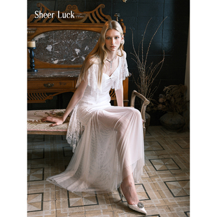 Sheer Fille垂坠感网纱裙蕾丝拼接紧身气质鱼尾裙 Luck