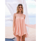 Thiri高级感雪纺抹胸飘带短裙连衣裙女 Luck 陈意涵同款 Sheer