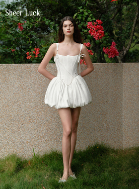 【徐如蓝 包上恩同款】Sheer Luck Amari 鱼骨收腰千金感花苞裙