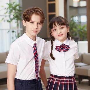 伊顿纪德男女童极地白短袖衬衫抗皱夏季正装校服21C103/21C203