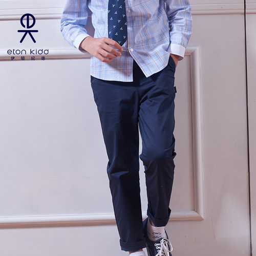 伊顿纪德校服松紧腰纯棉休闲裤子