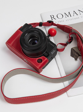 佳能R50V保护套R10皮套R8 200D红色斜跨配件微单R6底座R50相机包