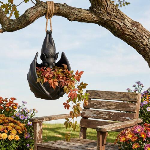 跨境爆款万圣节 Hanging Bat Plant Pot 挂式蝙蝠花盆 盆栽植物架