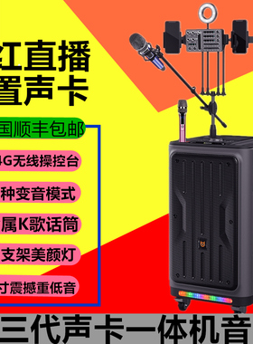 贝德BD-H1288网红音响户外快手直播k歌演出自带声卡无线话筒音箱