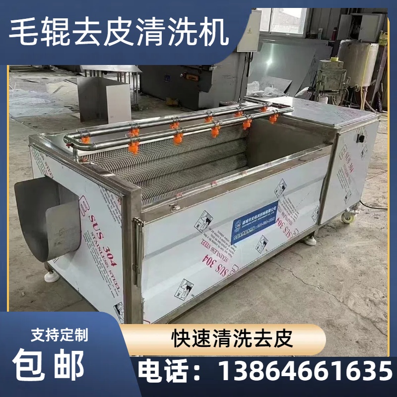 辣根毛辊清洗机花生土豆去泥机海蛎子清洗设备紫薯药材毛刷清洗机