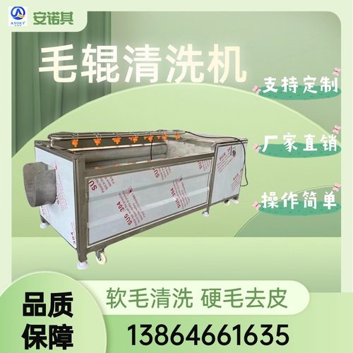 辣根毛辊清洗机柑橘土豆去泥机海蛎子清洗设备紫薯红薯毛刷清洗机