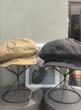 日系水洗棉百搭大头围贝雷帽女休闲防晒复古保暖显脸小云朵八角帽