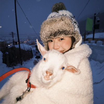复古新疆长白山雪乡毛线毛绒雷锋帽女冬旅游保暖护脸护耳防风帽子
