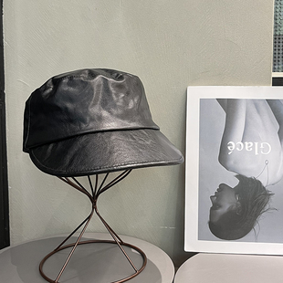 复古秋冬pu皮质大头围马术帽女韩版 气质休闲鸭舌帽子方圆脸显脸小