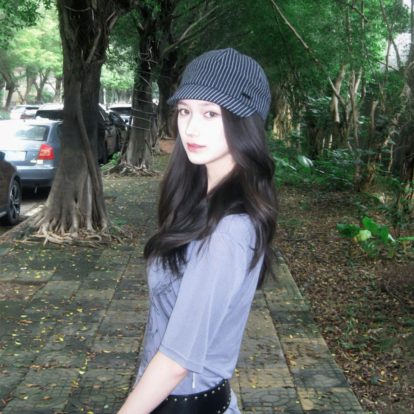 日系复古清冷感条纹报童帽女秋季素雅显脸小鸭舌贝雷帽子遮阳透气