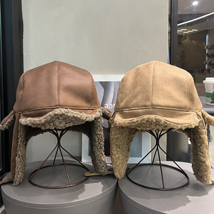 复古麂皮毛绒雷锋帽子女冬季 保暖可爱加绒东北骑车防风飞行员帽男